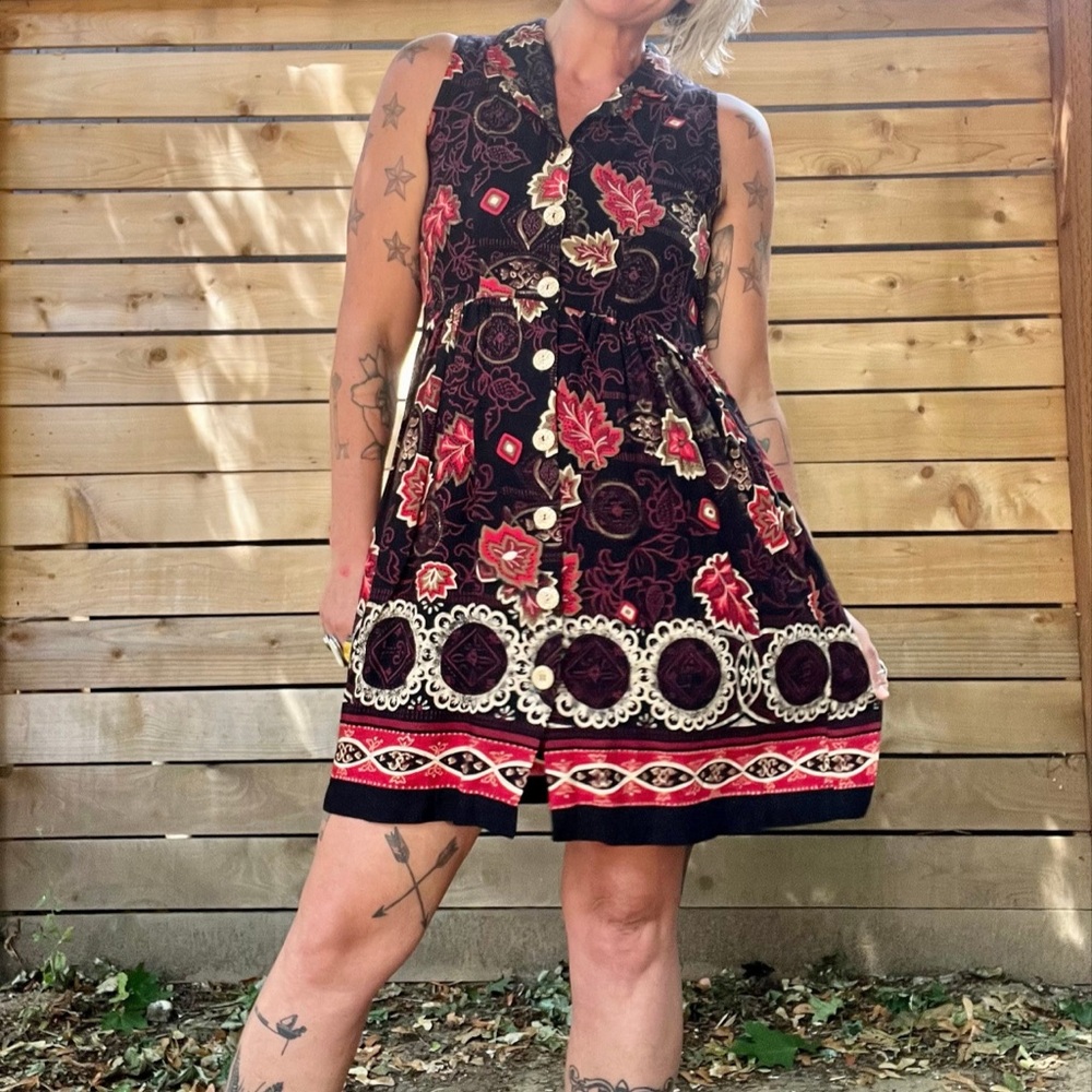 1990’s vintage button down tank floral dress womens size medium/large